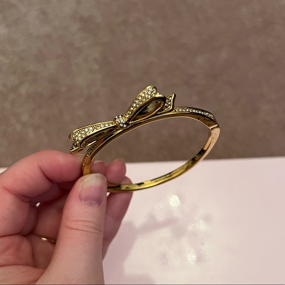 Kate Spade Pave Yellow Gold Bow Bangle
